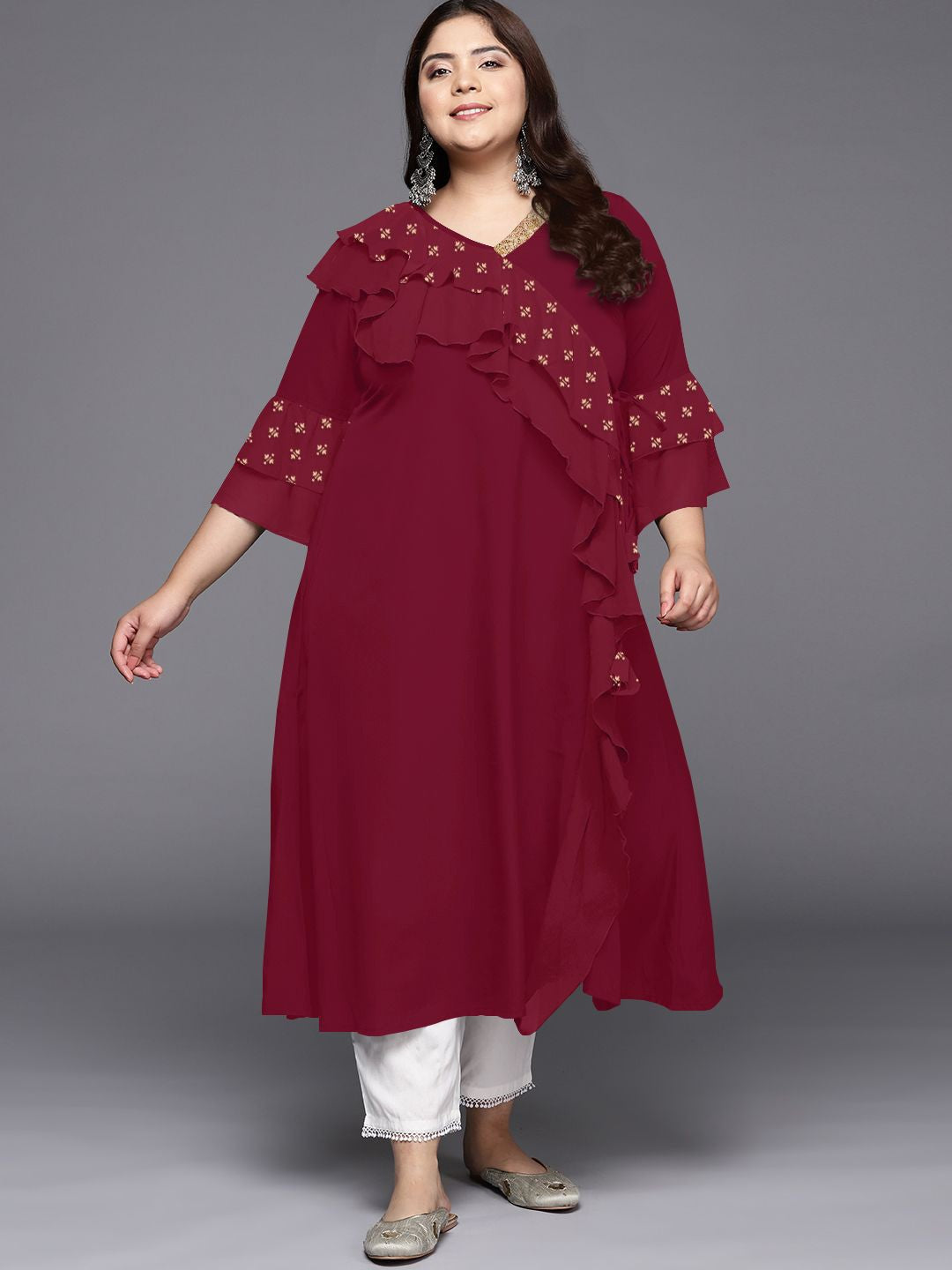 Women Printed Flared Sleeves A line Kurta