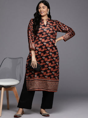 Women Floral Printed Gotta Patti Velvet Kurta